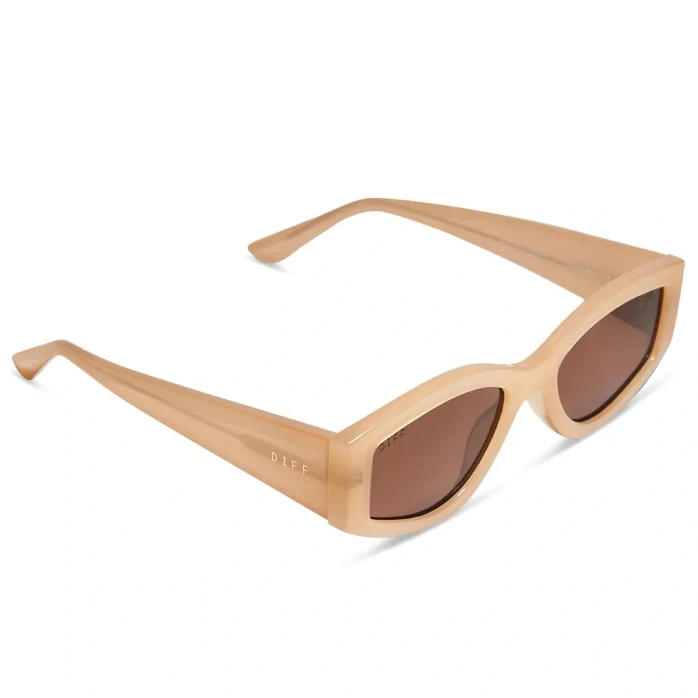 DIFF Kai Sunglasses Milky Nude Frame Brown Lenses Retro NIB